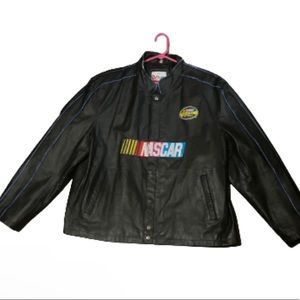 •Vintage Leather Embroidery Nascar Racing Jacket